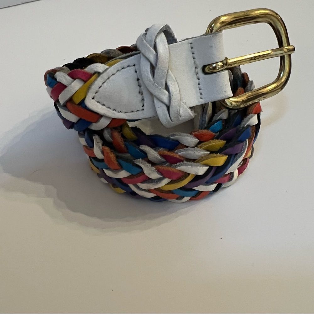 Vintage Capezio Argentina Woven Braided Leather Belt Multi-Color Small